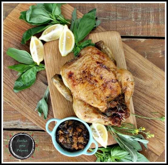 Roast chicken with low carb stuffing